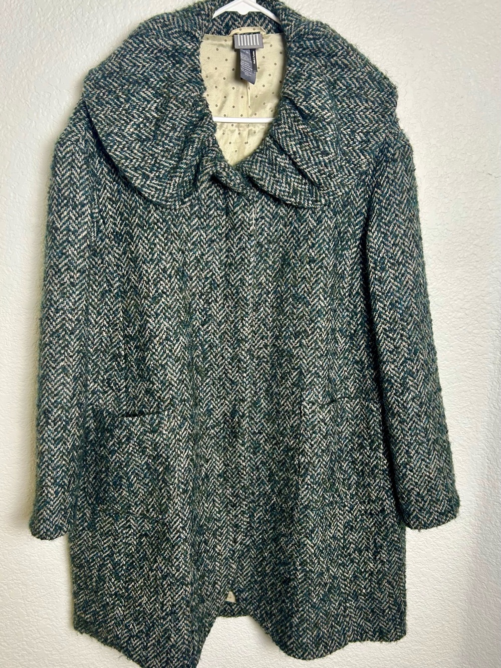 Lilith Tissu Italien Wool Alpaca Herringbone Oversized Coat Jacket Sz S